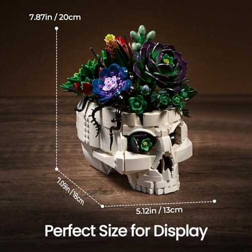 SupreOwls Succulent Skull Planter Building Set, Botanical Skeleton Pot Collection Building Kit, Horror Plants Home Office Table Decoration Blocks Toys for Adults, Gift for Birthday Mother's Day - Thumbnail 4