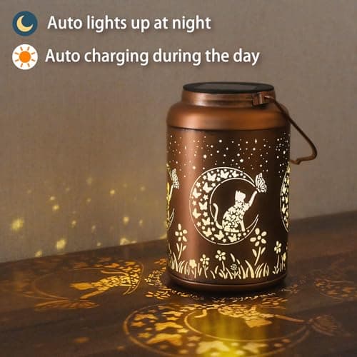 Mothers Day Gifts for Mom Grandma - Birthday Gifts for Women, Cat Solar Lights Outdoor Waterproof, Decorations Outside for Yard, Garden Decor Solar Lantern - Thumbnail 5