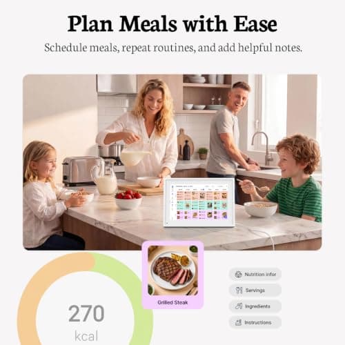 BSIMB 10.1 Inch Digital Calendar - Chore Chart, Meal Planner, Rewards System, Photo Display, Smart Electronic Calendar Touchscreen Interactive Display for Family Schedules Seamless Scheduling White - Thumbnail 6