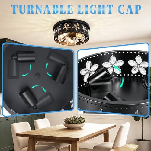 Glintawn 12.6 Inch Black Flush Mount Ceiling Light Fixture - Thumbnail 4