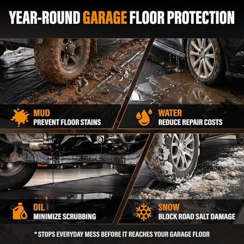 Aegis Mats 7'9" x 16' Garage Floor Mat for Under Car, Heavy Duty 610g PVC Waterproof Containment Mat with Raised Edges, Parking Pad Traps Rain, Mud, Snow & Oil for SUVs and Trucks - Thumbnail 3