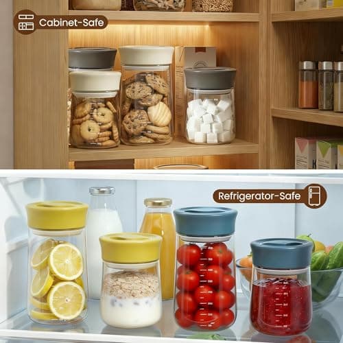 OURCABECUE 2026 Upgrade Wide Mouth Mason Jar 27 oz, 90° Rotating Lid Glass Storage Jar, Food Grade Overnight Oats & Yogurt Jar, Dry Snacks Candies jar - Thumbnail 6