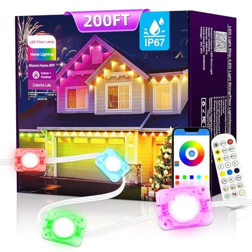 AHAWILL Permanent Outdoor RGB Lights with IP67 Waterproof, Smart Outdoor String Lights Remote Control, Eaves Lights with App, Daily and Accent Lighting for Halloween,Christmas Holiday Decor(200ft) - Image 1