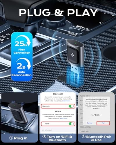 AuroraLink Wireless Carplay & Android Auto Adapter 2-in-1 Stable & No Delay Carplay Wireless Adapter Convert Wired to Wireless Car Play Dongle for iOS 10+/Android 11+ - Thumbnail 3