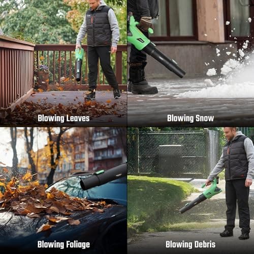 WORKPROX Leaf Blower Cordless, 20V Electric Blower with 4.0Ah Type-C Charging Battery, 89.5MPH 500CFM, Lightweight Handheld Mini Blowers for Lawn Care, Patio Cleaning, Dust, Blowing Leaves - Thumbnail 6