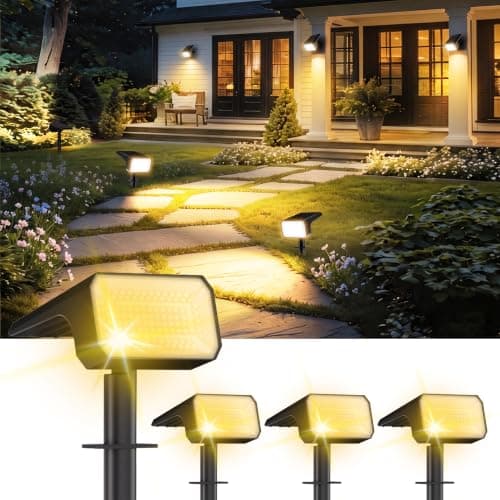 Fabrito Solar Spot Lights Outdoor 4 Pack, [108Leds, 4 Modes] Auto On/Off Spotlights, IP67 Waterproof Landscape Lights for Tree, Yard, Patio, Pool, Pathway, Driveway, Warm White - Image 1