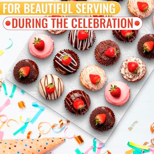 1/4 Sheet Cake Board Rectangle Cake Drum - 9.9x13.8 Rectangle Cake Board for Pastries, Grease & Moisture Resistant Thick Sturdy Cardboard with Fancy Pattern for Easter Baking Presentation - Thumbnail 6