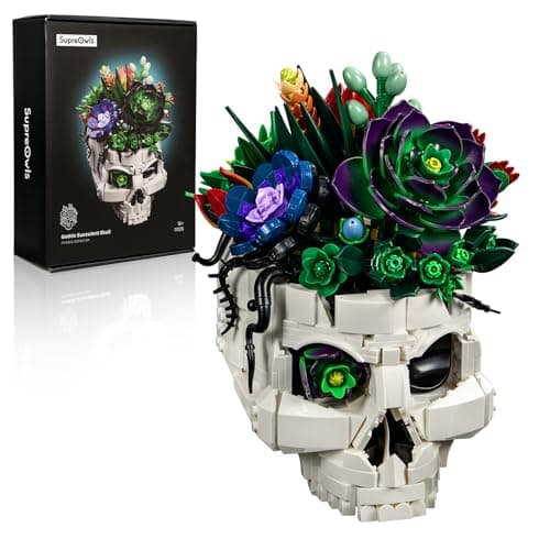 SupreOwls Succulent Skull Planter Building Set, Botanical Skeleton Pot Collection Building Kit, Horror Plants Home Office Table Decoration Blocks Toys for Adults, Gift for Birthday Mother's Day - Image 1