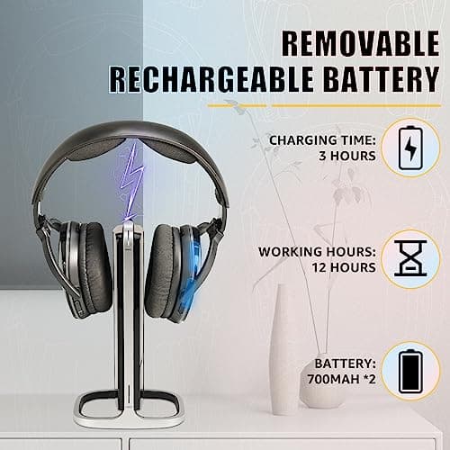 Retekess TA007 Wireless Headphones, TV Headphones Wireless for Seniors with Transmitter Charging Dock, No Audio Delay, Compatible with All TVs - Thumbnail 5