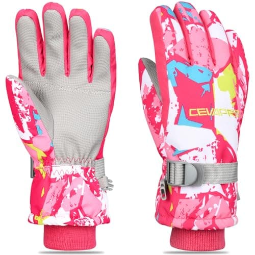 Cevapro Kids Ski Gloves Waterproof Winter Snow Gloves Warm for Boys Girls Cold Weather Outdoor Snowboard