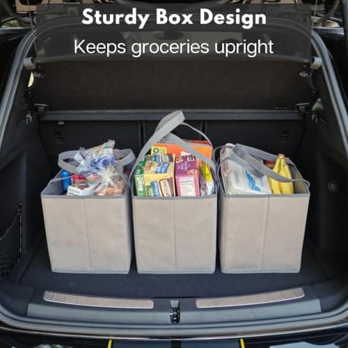 Reusable Grocery Bags (3 Pack) – Heavy Duty Shopping Bags, Gray - Thumbnail 6