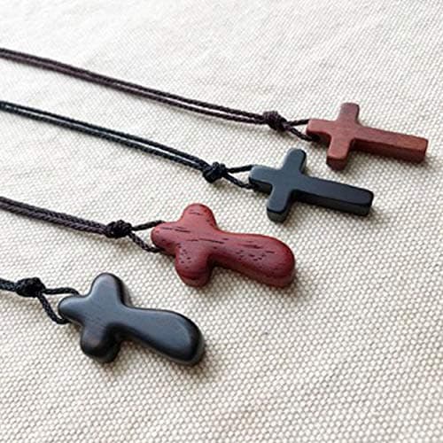 Rehoboth Mahogany Wooden Cross Pendant Necklaces for Women Men Handcrafted Gift Wood Hang from Rearview Mirror Pendant Decoration - Thumbnail 4