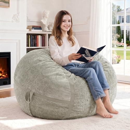 Homguava 3FT Bean Bag Chair Giant Bean Bag Chairs for Adults with Memory Foam Filled,Beanbag Chair with Soft Faux Fur Cover,Comfy Bean Bag Sofa Lounger for Living Room,Game Room,Bedroom - Image 1