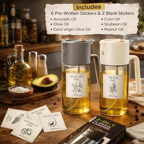Costop Oil Sprayer for Cooking, 2025 Large Advanced Olive Oil Dispenser Bottle,500ml/17oz Glass Olive Oil Sprayer,2 in 1 Even Spray with Portion Control for Kitchen, Air Fryer, Salad, BBQ - White - Thumbnail 5