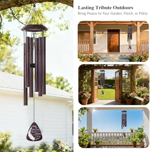 Howarmer Memorial Wind Chimes for Loss of Loved One – Sympathy Wind Chime with Saying “with Each Gentle Breeze” – Remembrance Bereavement Gift for Garden, Patio, or Outdoor Decor - Thumbnail 5