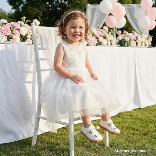 STQ KIDS Toddler Wide Toe Box Girls Sandals Baby Flats Zero Drop with Hook and Loops Non-Slip Summer School Uniform Shoes White Toddler 9 - Thumbnail 2