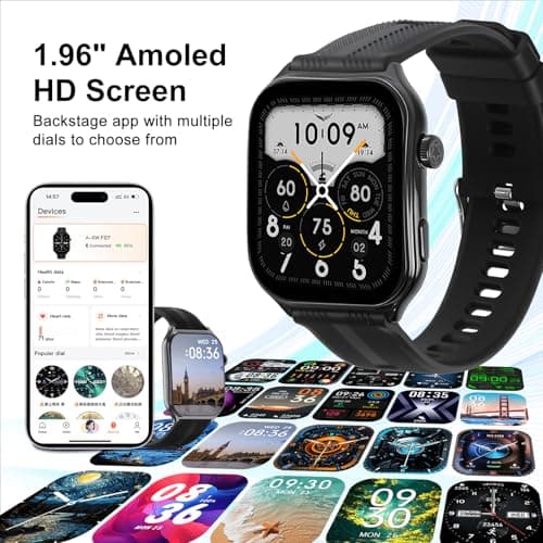 AOC Smart Watch with 1.95" AMOLED Display, ChatGPT AI& Bluetooth Call, Fitness Tracker for Women Men, Heart Rate & Sleep Monitor, 100+ Sports Modes, 10 Days Battery, IP68 Waterproof (Sliver) - Thumbnail 6
