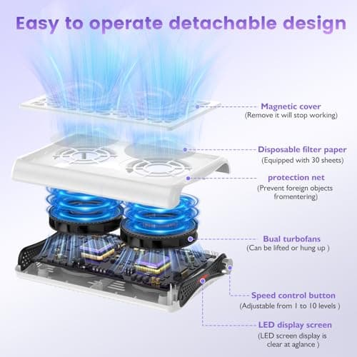 Nail Dust Collector. 1600PA Dust Collector Nail Tech.Nails Dust Collector Machine with LED Display 30 Filter Paper, Suitable for Nail Salons/Home Manicures Acrylic Nail Tools（White） - Thumbnail 3