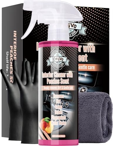 Car Interior Cleaner Spray, Multipurpose Leather Seat Cleaner Upholstery Car Cleaning Kit Auto Dashboard Vinyl Detailing Supplies Kit,Peach Scent
