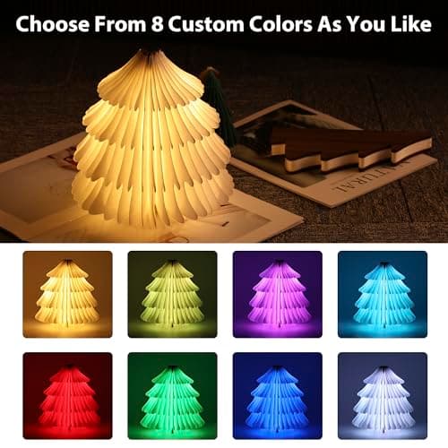 ZBOLE Christmas Tree Lamp,Folding Book lamp,Christmas Decorations with LED Lights,RGB Lighted Tree Lamp for Home Decor,Christmas Gifts(Walnut) - Thumbnail 2