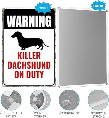 Carastora Dachshund Security Warning Sign – 8x12 Inch Vintage Metal Tin Sign, Dog Patrolled Property Decor for Home, Yard, Gate, Garage, Bar, or Fence Rustic Wall Decor - Thumbnail 5
