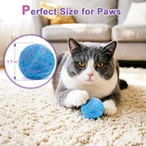 Retro Shaw Catnip Balls with Bell Inside - 6 Pcs Interactive Catnip & Silvervine Cat Toys, Durable Wool Balls for Indoor Cats, Kitten Teething Toys, Natural Catnip Toys for Bored Cats - Thumbnail 5