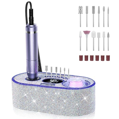 JOSGLOI Electric Nail Drill Professional: Shiny 40000RPM Electric Nail File Kit E File Nail Drill Machine with LCD Display for Acrylic Gel, Manicure Pedicure Polishing Grinder for Salon Home, Diamond - Image 1
