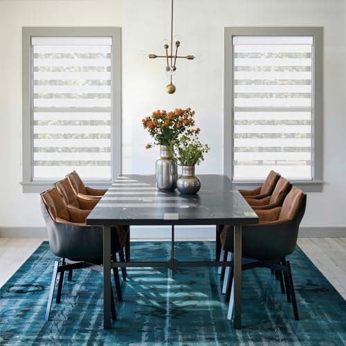 GHV Corded Zebra Blinds for Windows Blackout Blinds Dual Layer Privacy for Home and Office (White, 35 in(W) x 72 in(H)) - Image 1