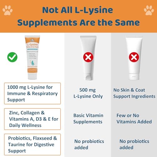 L-Lysine for Cats Oral Paste – Immune & Respiratory Support for Felines – with Collagen, Zinc, Multivitamins & Probiotics – Natural Chicken Flavor, 4.23 oz (120g) (1) - Thumbnail 4