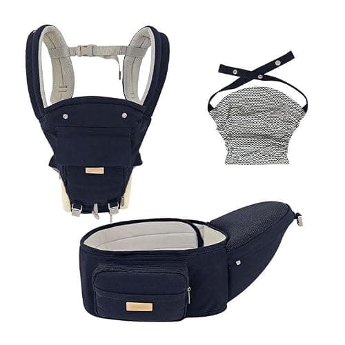 Sharth Baby Carrier with Hip Seat, 6-in-1 Infants & Toddlers (7-41 lbs) Carrier, Fully Adjustable Hip Seat Carrier to Fit All Parents, All-Season Baby Carrier - Dark Blue - Thumbnail 6