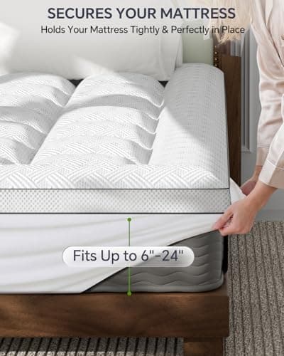 Qocismile Twin Mattress Topper 3 Inch,Pillow Top Mattress Topper Bamboo Rayon Cover,Breathable Mattress Pad,21" Deep Pocket,Soft Twin Size Shredded Memory Foam Mattress Bed Topper Pressure Relief - Thumbnail 6