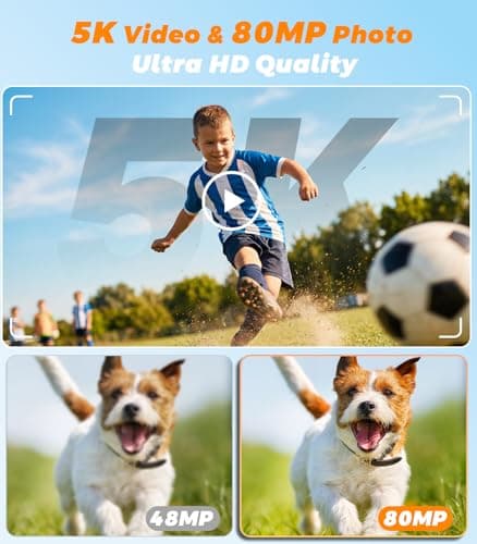 Digital Camera 5K 80MP Point and Shoot Digital Camera for Photography 18X Zoom Anti Shake, Compact Small Vlogging Cameras Dual Screen for Kids Teens Adult Beginner Gifts - Pink - Thumbnail 2