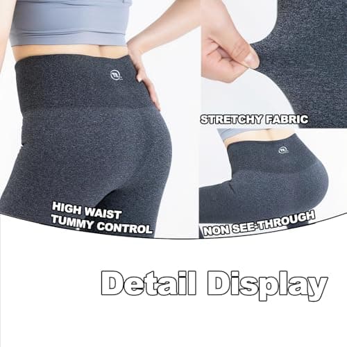 TRIUNION 3 Pack Fleece Lined Leggings Women - High Waisted Winter Leggings for Women Tummy Control Warm Yoga Workout Pants, Black/Dark Gery, S/M - Thumbnail 3