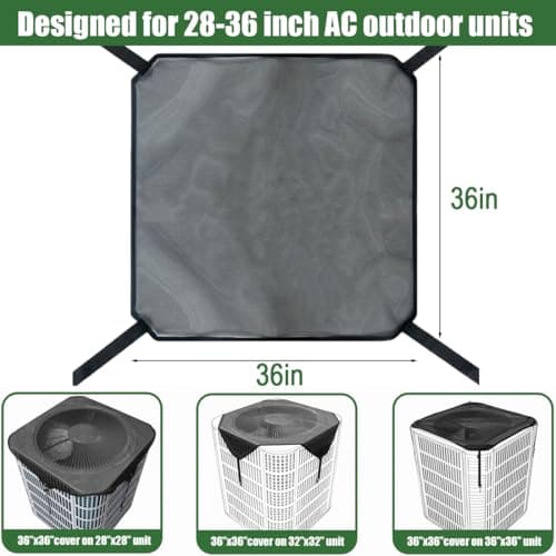 Air Conditioner Covers for Outside Units,36" x 36" Central AC Cover , Resin Woven Mesh,Top Universal Mesh Cover Defender for All Seasons,Efficient Ventilation (Universal Fit Black) - Thumbnail 3