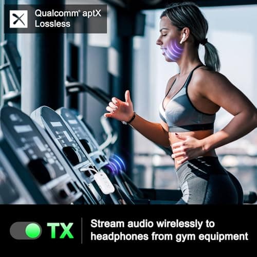 Premium Airplane Bluetooth 5.4 Transmitter Adapter, for 2 AirPods/Headphones,2 in 1 Transmitter Receiver with aptX Low Latency,Wireless Adapter for Flight,TV,Gym,Tablets Car Stereo - Thumbnail 5