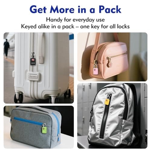 SURE LOCK TSA Approved Luggage Locks - One Key Opens All, Compact & Durable Zinc Alloy Travel Lock with Steel Shackle, Keyed Alike (Black 2 Locks, Mini Size for Suitcase/Backpack/Gym Locker) - Thumbnail 6