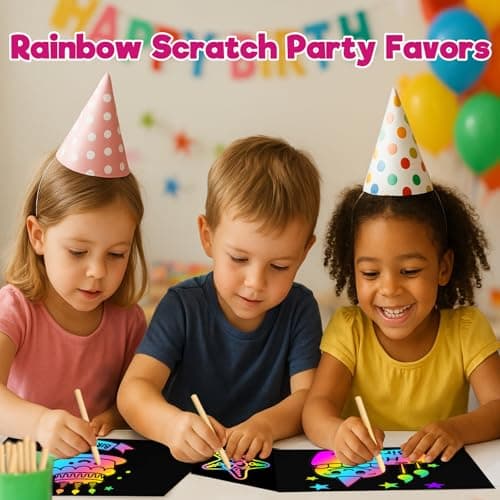 ZMLM Scratch Paper Art Crafts Kids Gifts, 100PCS Rainbow Scratch Paper Art for 3 4 5 6 7 8 9 Years Old Girls Boys, Arts and Crafts for Kids 4-6, Birthday Gifts Toys and Party Favors (Pink) - Thumbnail 3