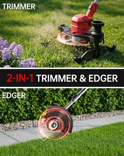 Cordless Weed Wacker 21V, Weed Eater Battery Powered, Electric Grass Trimmer with 2x2.0Ah Batteries & Charger, Battery Operated Stringless Lawn Edger for Garden - Thumbnail 2