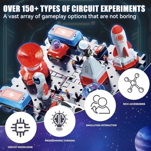 STEM Circuit Kit for Kids Ages 6+, 32PCS Electronics Exploration Kit with 150+ Creative Projects for Home & School Learning, Educational Physics Science Toy Gift for Boys Girls - Thumbnail 5