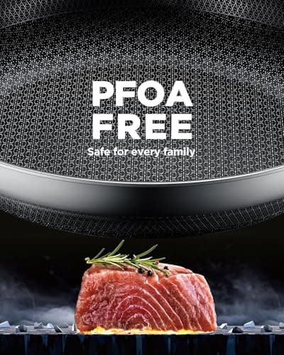 Yonida Non Stick Frying Pans, 12-inch with Lid, Hybrid Fajita Pans Nonstick,non stick Skillets Stainless Steel, Dishwasher & Oven-Safe, Induction Compatible Cooking Pan, PFOA Free Cookware - Thumbnail 4