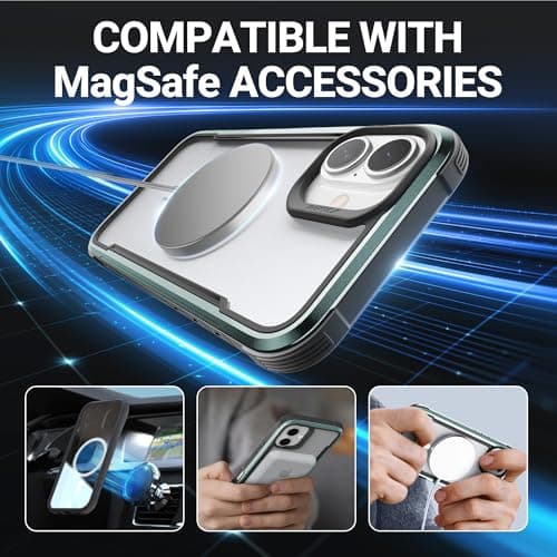 RAPTIC Shield Magnetic for iPhone 16 Case, Compatible with MagSafe, [for 2024 Capture Button Shockproof Clear Case], Military Grade 13FT Drop Tested, Durable Aluminum Frame, 6.1 inch, Green - Thumbnail 4
