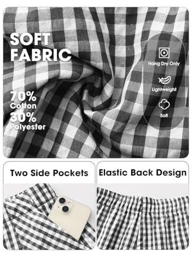 EXLURA Womens Boxer Shorts Summer Casual Cotton Gingham Shorts High Waist Plaid Y2K Beach Bottoms Vacation Outfits 2026 - Thumbnail 4