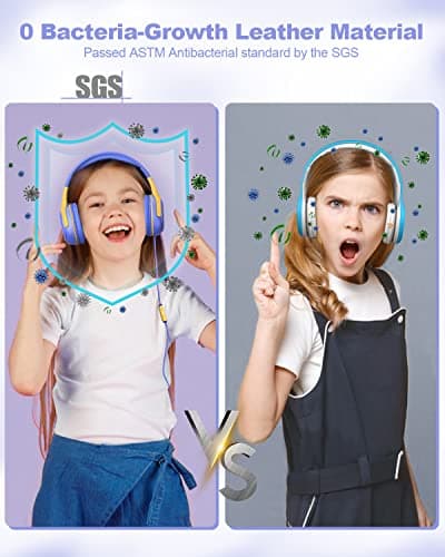 Kids Headphones Wired with Microphone for ipad Computer Laptop for Boys Girls Volume Limit Foldable Over Ear Headset for School 3.5mm Jack - Thumbnail 3