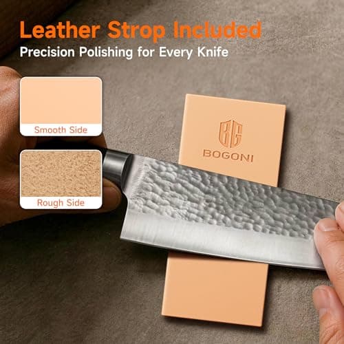 Rolling Knife Sharpener, Diamond & Ceramic Discs, 15° & 20° Magnetic Angles, Fast & Safe for Any Blade Hardness, Sharpening Kit for Kitchen & Pocket Knives, Razor-Sharp Edge, Leather Strop, Ideal Gift - Thumbnail 6
