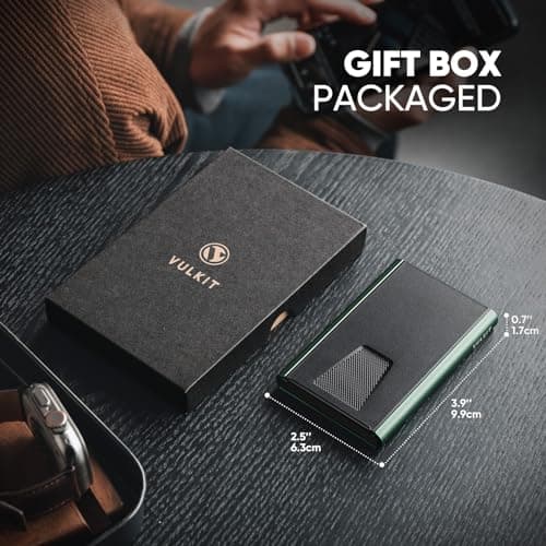 VULKIT Slim Minimalist Card Wallet, Aluminum POP UP Credit Card Holder RFID Blocking, Green - Thumbnail 6