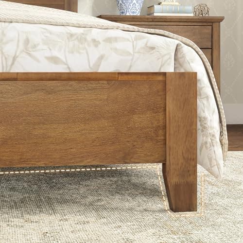 Cozyman Wood Platform Bed Frame Queen Size with Headboard, Camas Queen, Acacia Wood, No Box Spring Needed, Easy Assembly, Dark Wood - Thumbnail 4