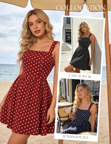 Belle Poque 1950s Vintage Dress for Women Square Neck A-line Flowy Swing Red Dress Date Night Out Outfits XXL - Thumbnail 4