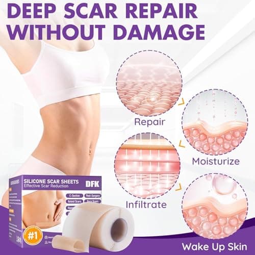 Silicone Scar Sheets, Silicone Scar Tape(1.6"x 118" Roll-3M), Reusable Professional Scar Silicone Strips, Soft Silicone Scar Sheets for Surgical Scars,Keloid,Acne Scars,Burn Scar,C-Section - Thumbnail 3