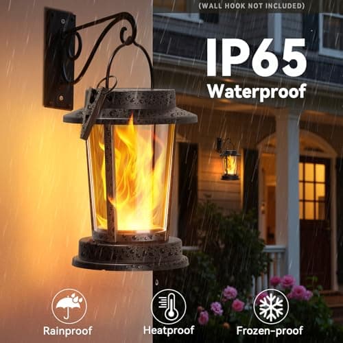 TuyLuxe Solar Lanterns Outdoor Waterproof, Upgraded Flickering Flame Solar Lights Outdoor, Solar Powered Lanterns Decorative, Hanging Solar Lantern for Garden Yard Patio Path Porch Tree Decor 2 Pack - Thumbnail 2