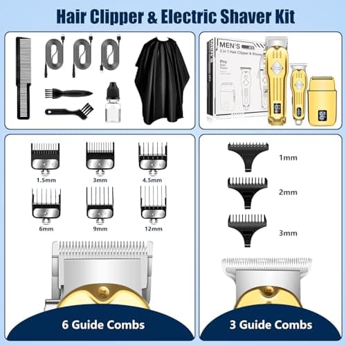 SUNNOW Hair Clippers Professional Cordless for Men, Beard Trimmer Hair Trimmer Electric Foil Shavers Razor Kit, Rechargeable Hair Cut Machines Men's Beard Grooming Kit for Home, Barber - Thumbnail 6